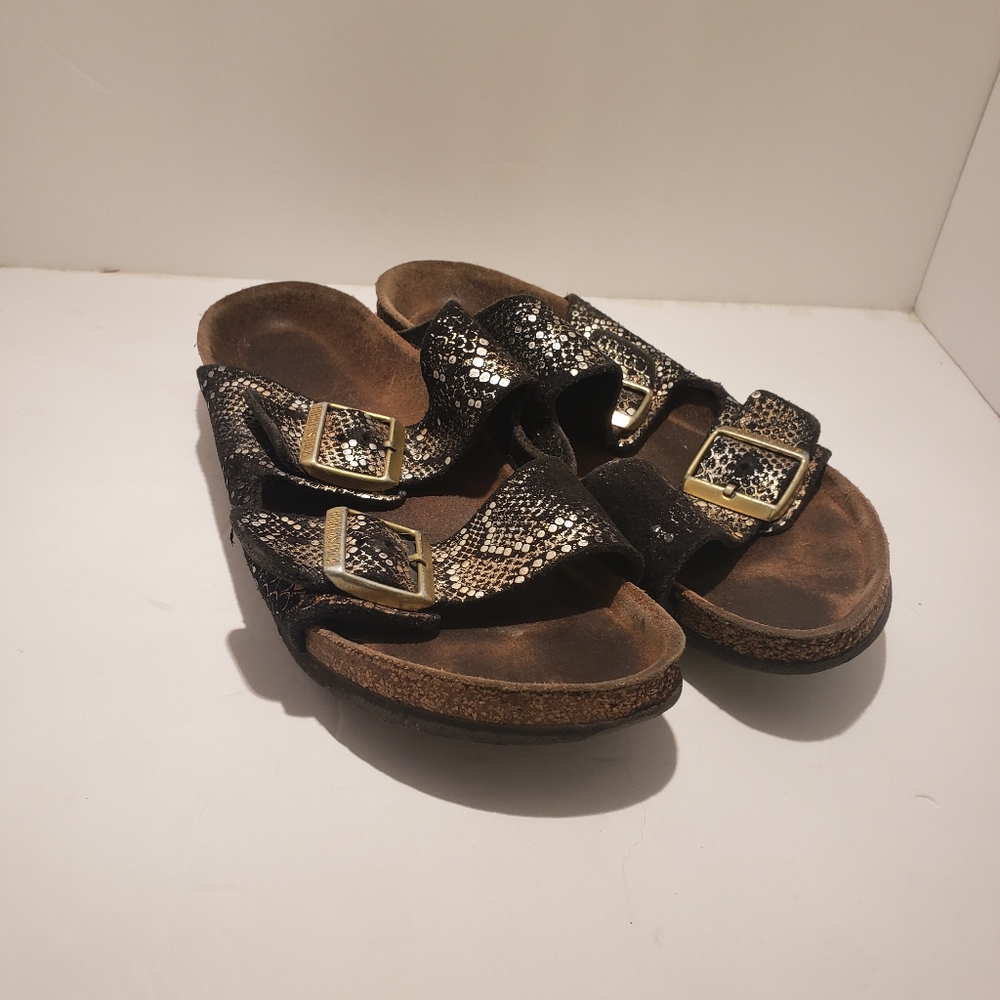 Birkenstock leather snakeskin print